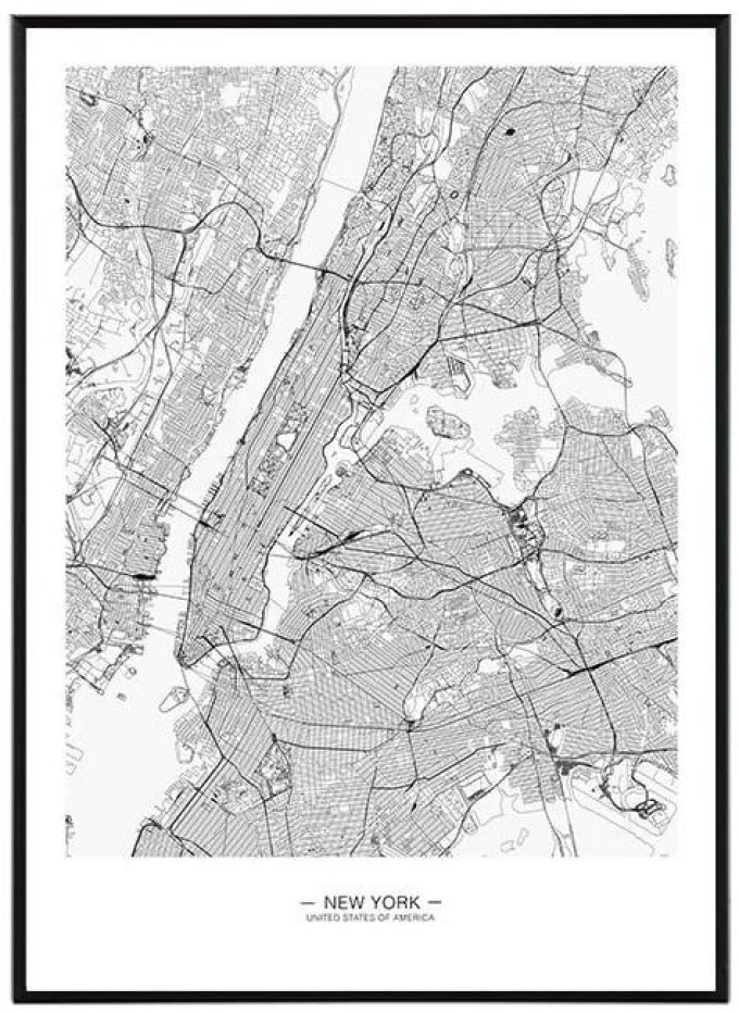 New York map - 50x70 cm Obraz