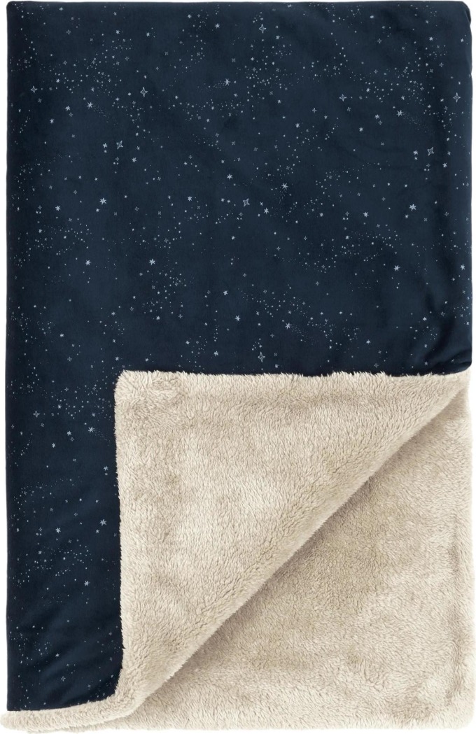 Nobodinoz Zimní deka Eco-Velvet Night Blue Silver Milky Way 100 x 140 cm