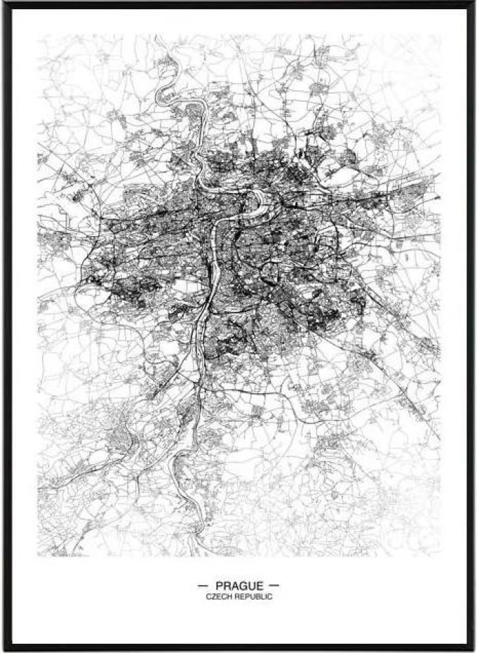 Prague map - 50x70 cm Obraz