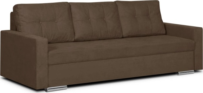 Rozkládací pohovka FELIX HNĚDÁ - Třímístná pohovka s funkcí spaní a úložným prostorem, pohodlné sezení a spaní díky pružinám Bonell a elastickým pěnám T30, čalouněná látkou Soro ze 100% polyesteru