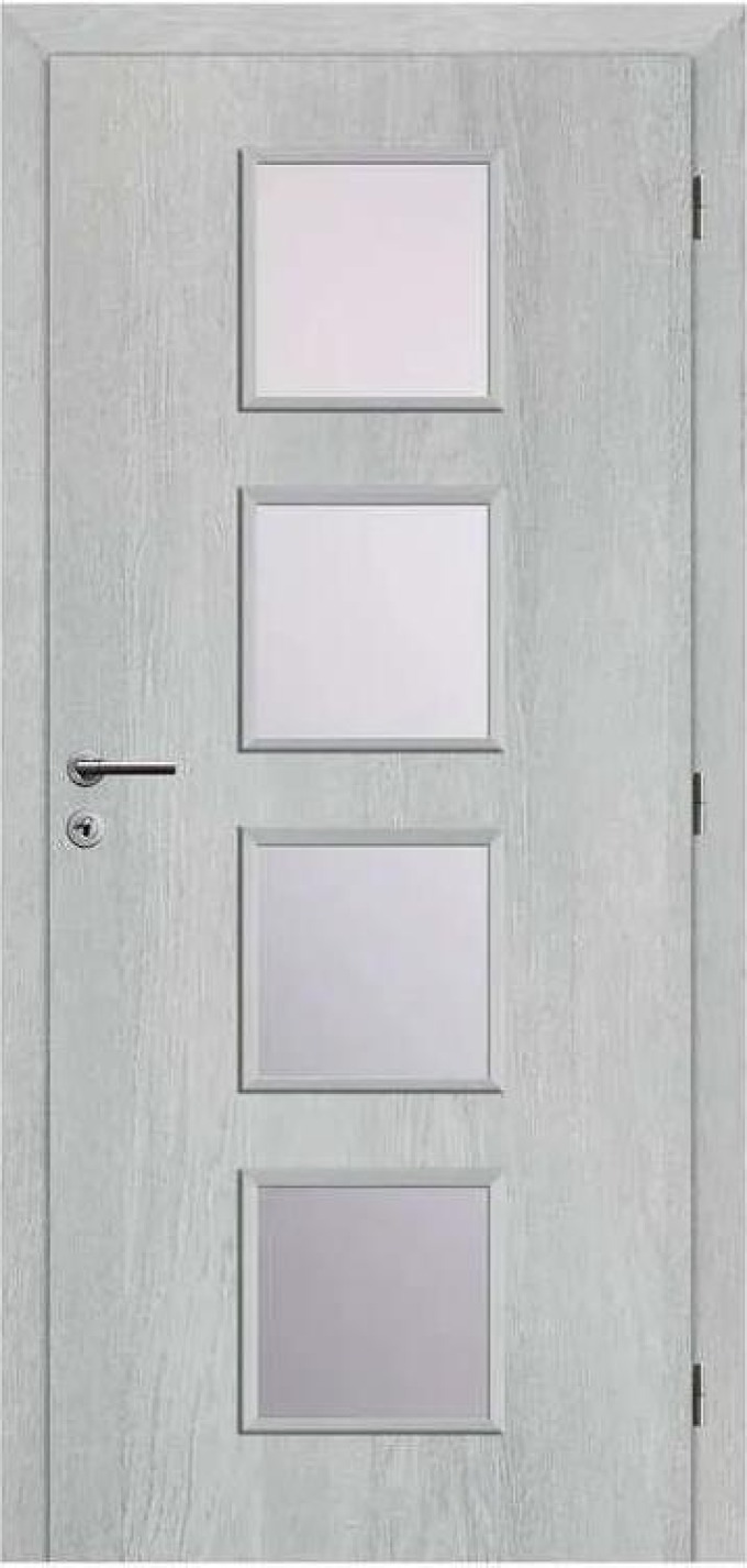 Solodoor Interiérové dveře Etta 4, 70 P, 750 × 1985 mm, fólie, pravé, Earl Grey, prosklené