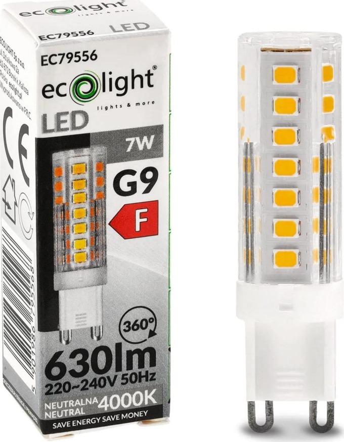 ECOLIGHT LED žárovka - G9 - 7W - neutrální bílá