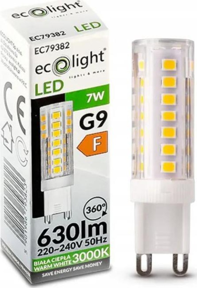 ECOLIGHT LED žárovka - G9 - 7W - studená bílá