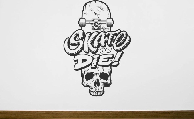 Lepy.cz Samolepka na zeď Skate or die Velikost (šířka x výška): 84x120cm, Barevná varianta: Lípová zelená