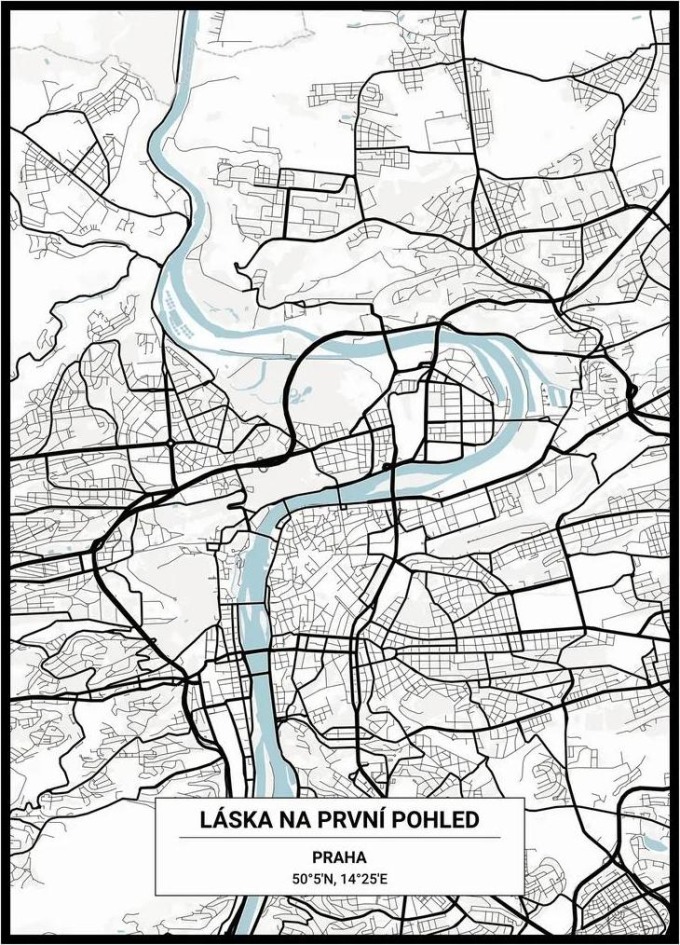 Plakát Mapa vašeho města Rozměr plakátu: 30 x 40 cm, Barevná varianta: Bílá