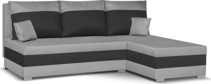 Rozkládací rohová sedací souprava GUSTO v šedé/černé barvě s funkcí spaní a úložným prostorem