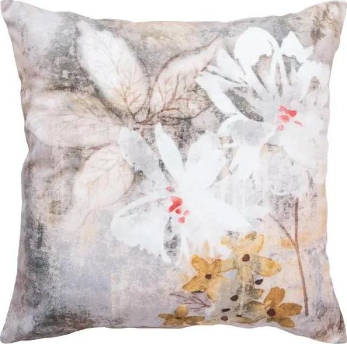 SCANquilt povlak VELVET flower šedosmetanová 50 x 50 cm