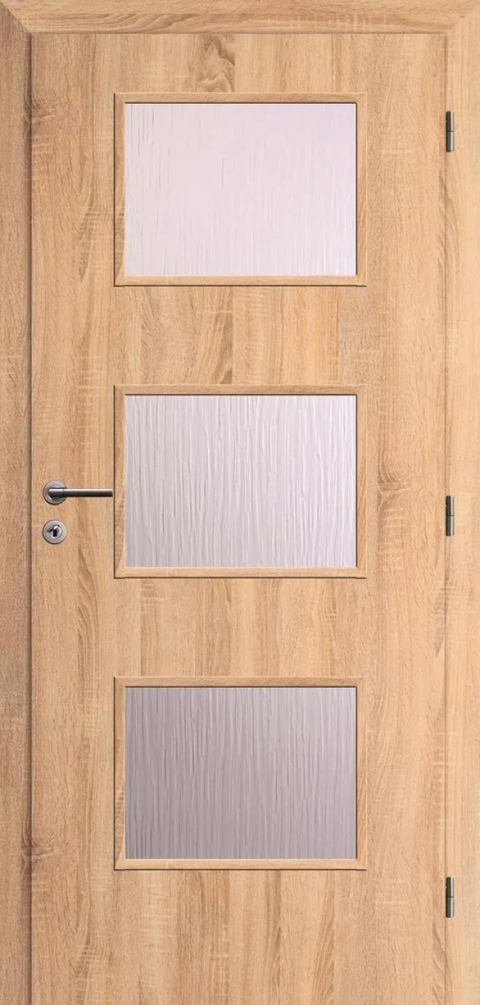 Solodoor Interiérové dveře Etta 6, 80 P, 850 × 1985 mm, fólie, pravé, dub Mystic, prosklené