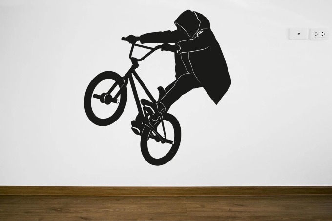 Lepy.cz Samolepka na zeď BMX - doskok Velikost (šířka x výška): l15x122cm, Barevná varianta: Pastelová oranžová