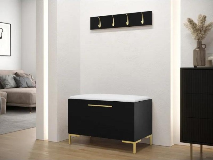 Předsíňová sestava Frunofta VIII, Barva: černá, Barva látek:: ekokůže Soft 017 (bíla)