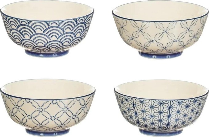 sass & belle Porcelánová miska Sashiko Typ C, modrá barva, porcelán