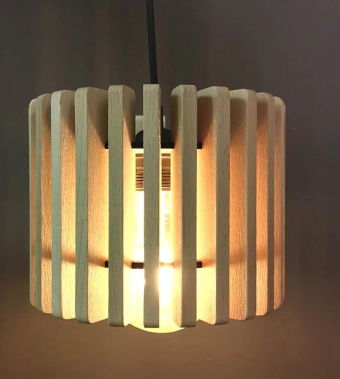 AMADEA Dřevěné závěsné světlo designové válec 2, masivní dřevo, velikost 20 x 16 cm