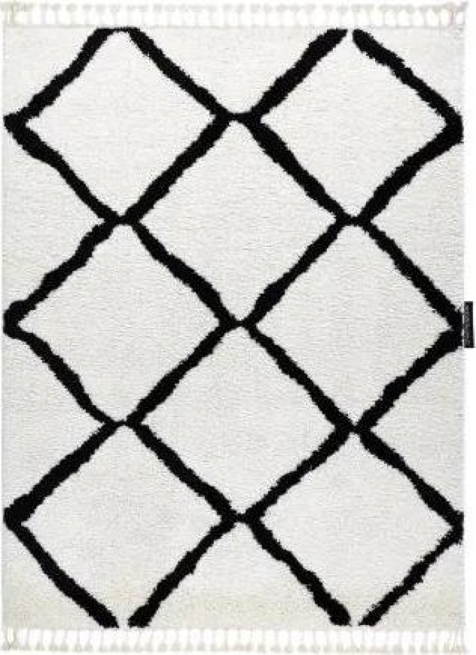 koberec BERBER CROSS, bílá střapce, Maroko, Shaggy velikost 70x300 cm | krásné koberce cz