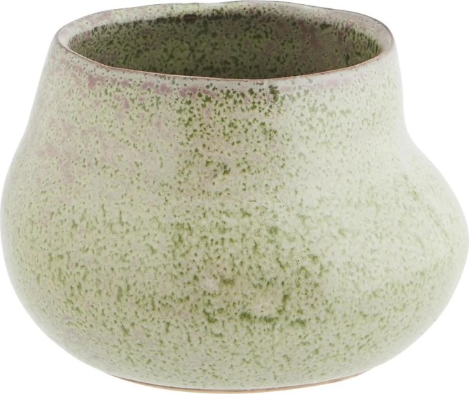 MADAM STOLTZ Kameninový obal na květináč Green 7,5 cm, zelená barva, keramika