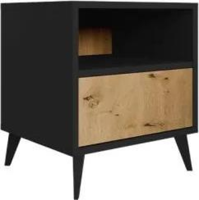 Noční stolek Oksawi 1SZ, Barva dřeva: dub artisan / černý