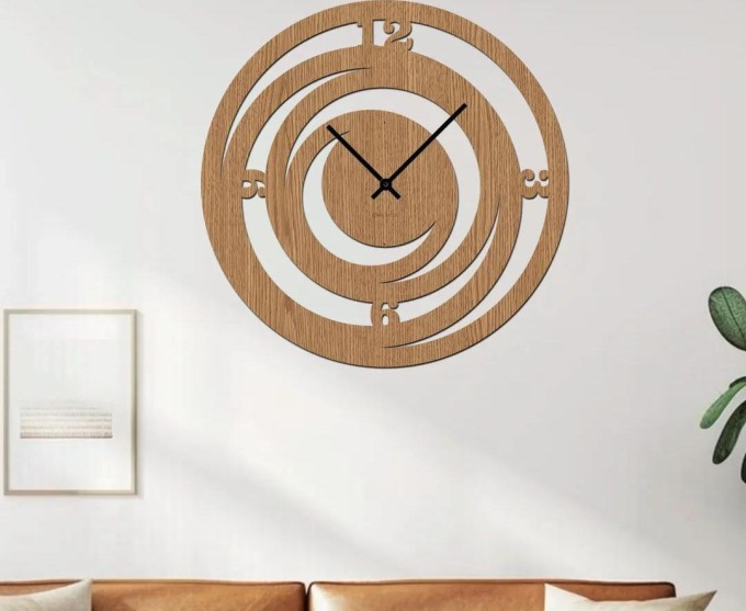 Dřevěné hodiny TWIST Barevný vzor: Horský dub, Velikost hodin: 35x35