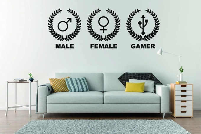 Lepy.cz Samolepka na zeď Gamer Velikost (šířka x výška): 50x18cm, Barevná varianta: Tmavě šedivá