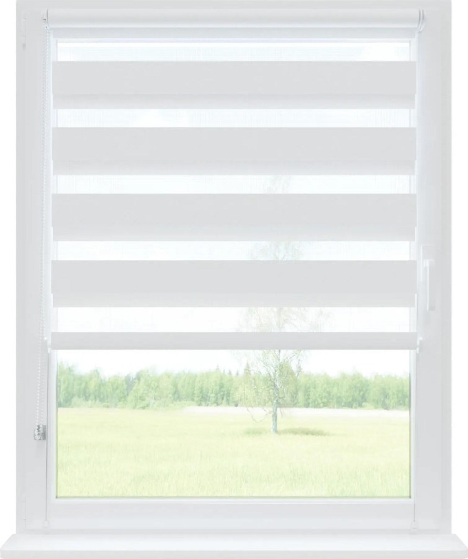 Roleta Den Noc neinvazivní soft Bílá 30x150 cm - Ochrana proti slunci a dekorativní prvek s jedinečným mechanismem z neprůhledné látky a průhledné síťoviny