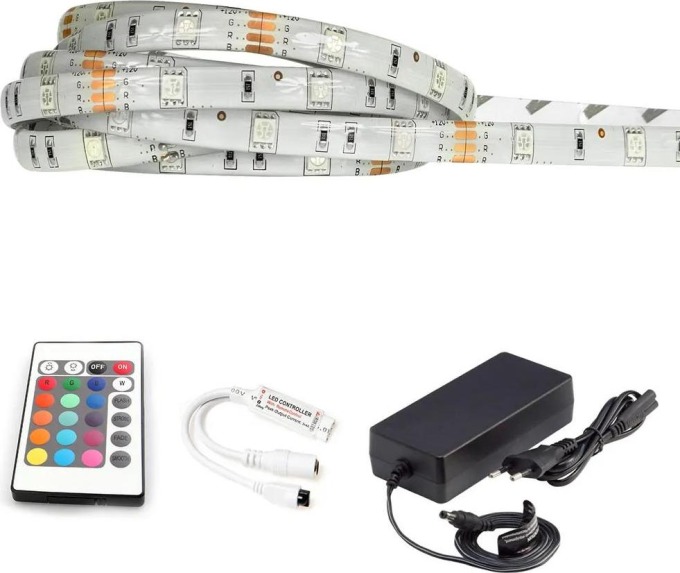 ECOLIGHT LED pásek - RGB 5050 - 5m - 30LED/m - 7,2W/m - IP65 - komplet