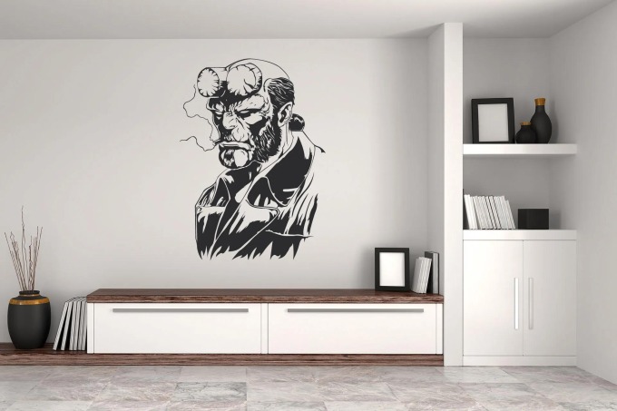 Lepy.cz Samolepka na zeď Hellboy Velikost (šířka x výška): l15x159cm, Barevná varianta: Světle modrá