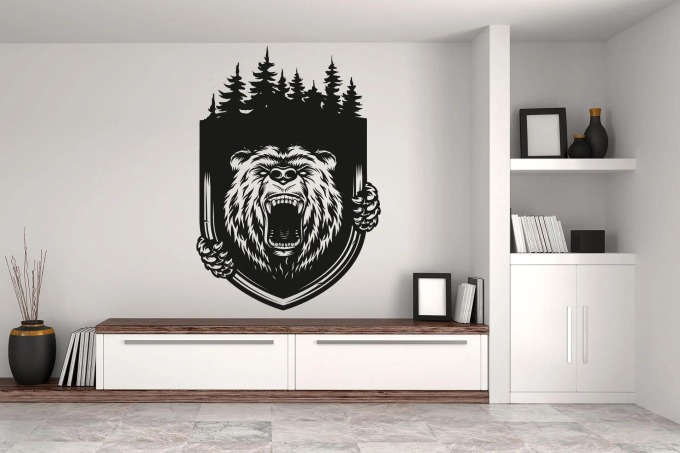 Lepy.cz Samolepka na zeď Medvěd z lesa Velikost (šířka x výška): 50x72cm, Barevná varianta: Světle zelená