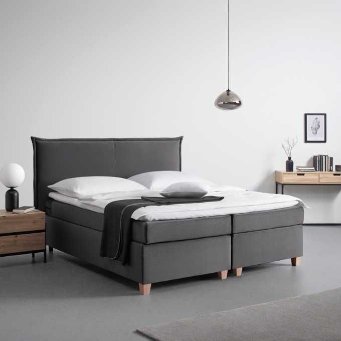 Manželská Boxspring Postel Rina, 180x200, Šedá