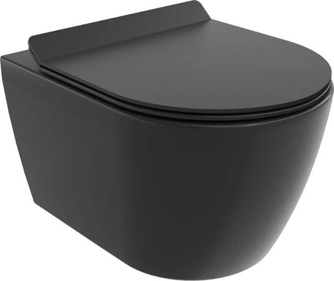 Mexen Carmen WC mísa Rimless s pomalu padající deskou slim, duroplast, Matná černá - 30880185