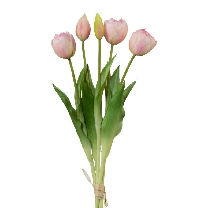 Umělý svazek tulipánů světle růžová, 38 cm