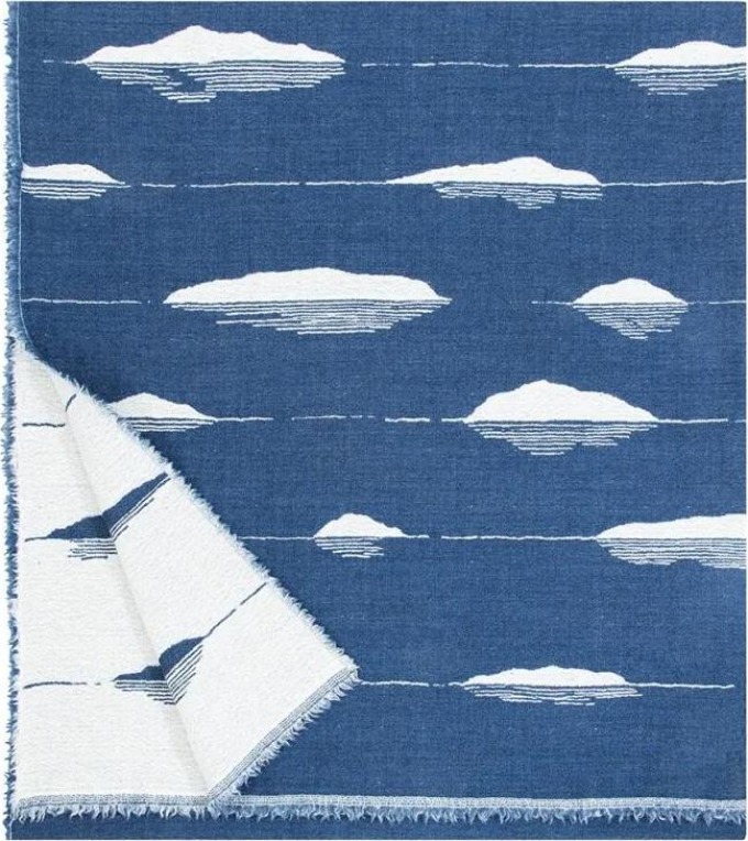 Vlněná deka Merellä 150x180, modro-bílá