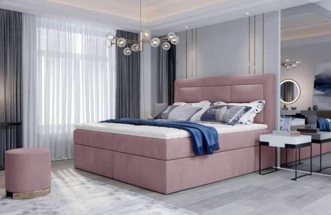 Boxspring KORBELA 16 140x200, růžová látka