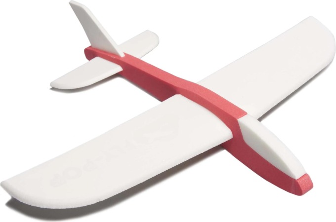 Červené házecí letadlo vyrobené z nerozbitného materiálu VYLEN®, ideální pro děti i dospělé