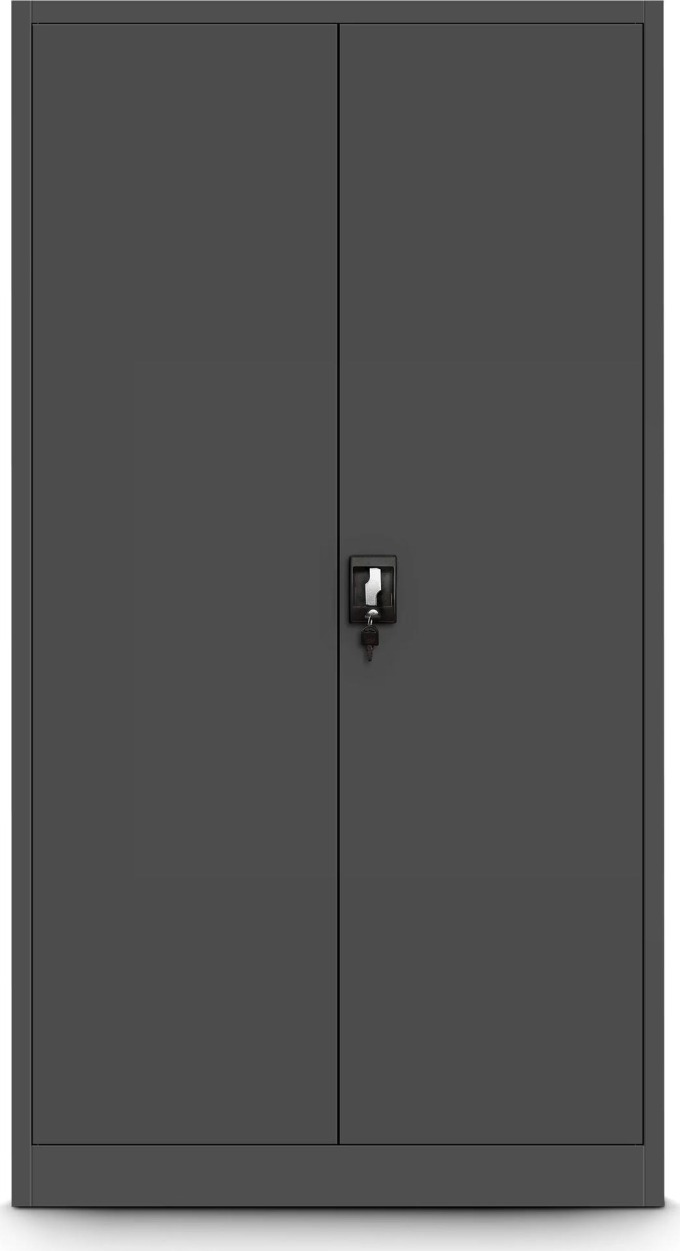 JAN NOWAK Plechová policová skříň s dveřmi a s skřínkou pro osobní věci TOMASZ 900x1850x450, antracitová