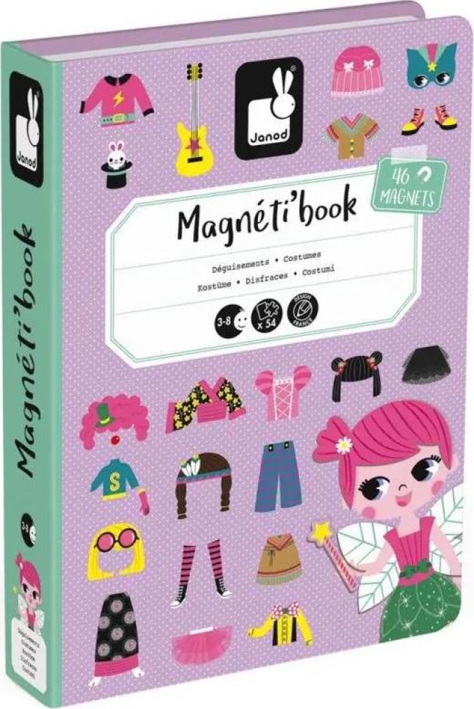 Krásná magnetická skládačka ve tvaru knihy s pestrobarevným motivem, vhodná pro děti od 3 do 8 let