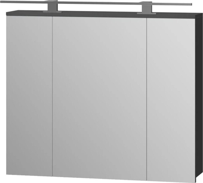 Zrcadlová skříňka do koupelny s LED osvětlením a praktickým úložným prostorem v matném grafitovém provedení