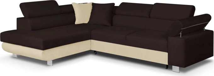 Rohová sedací souprava FREDO s funkcí spaní a úložným prostorem, hnědá/béžová - moderní a stylový nábytek pro váš obývací pokoj