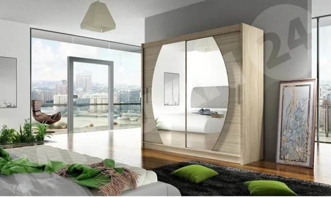 Skříň s posuvnými dveřmi London IV, Barva: sonoma, Osvětlení: bez osvětlení