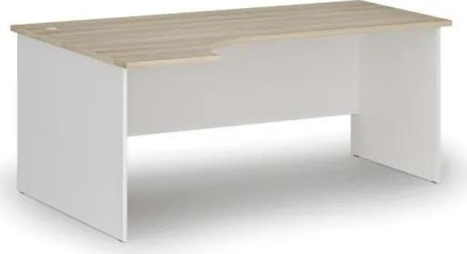 Kancelářský rohový pracovní stůl PRIMO WHITE, 1800 x 1200 mm, levý, bílá/dub přírodní