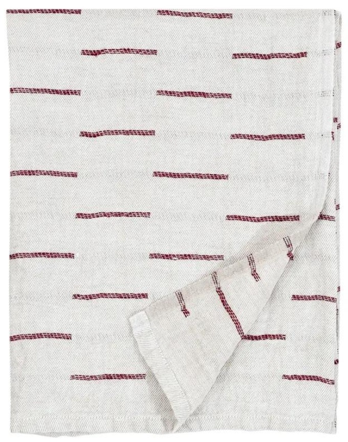 Lněný ručník Paussi, len-bordový, Rozměry 48x70 cm