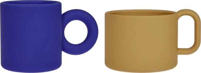 OYOY Silikonový hrnek Nomu Optic Blue/Light Rubber - set 2 ks, modrá barva, béžová barva