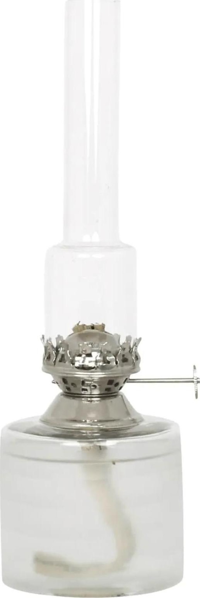 Strömshaga Skleněná petrolejová lampa Straight Frost Small Nickel, čirá barva, sklo