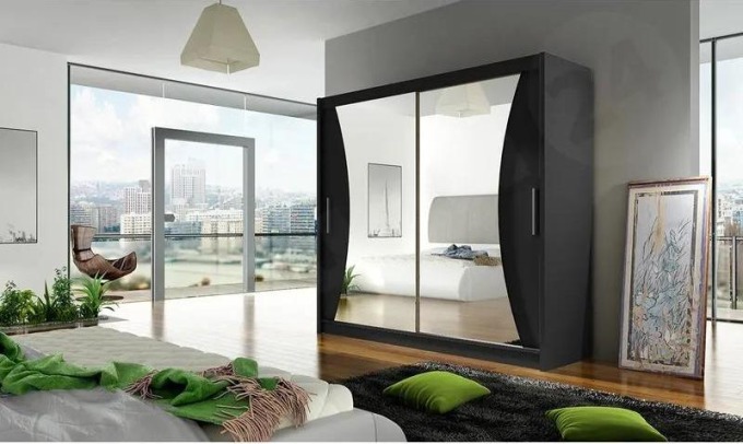 Skříň London V, Barva: černá, Osvětlení: bez osvětlení