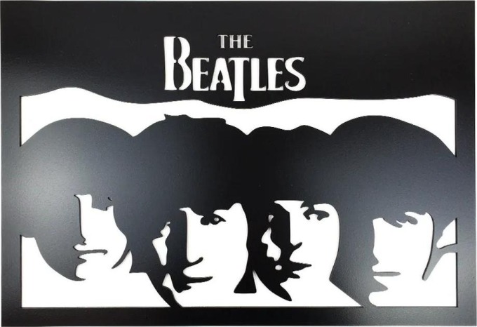 Živá Zeď Dřevěná nástěnná dekorace The Beatles černá