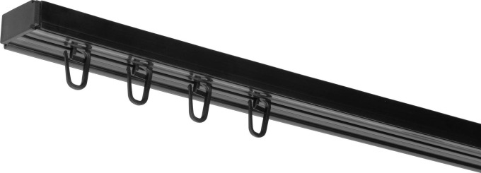 Dekodum Stropní kolejnice z PVC jednořadá černá Délka: 140 cm, Typ přichycení: háčky