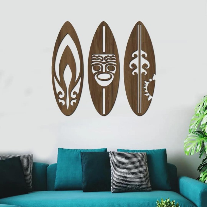 dřevo života Dřevěná dekorace na zeď SURF Barevný vzor: Ořech, Rozměry (cm): 60x60
