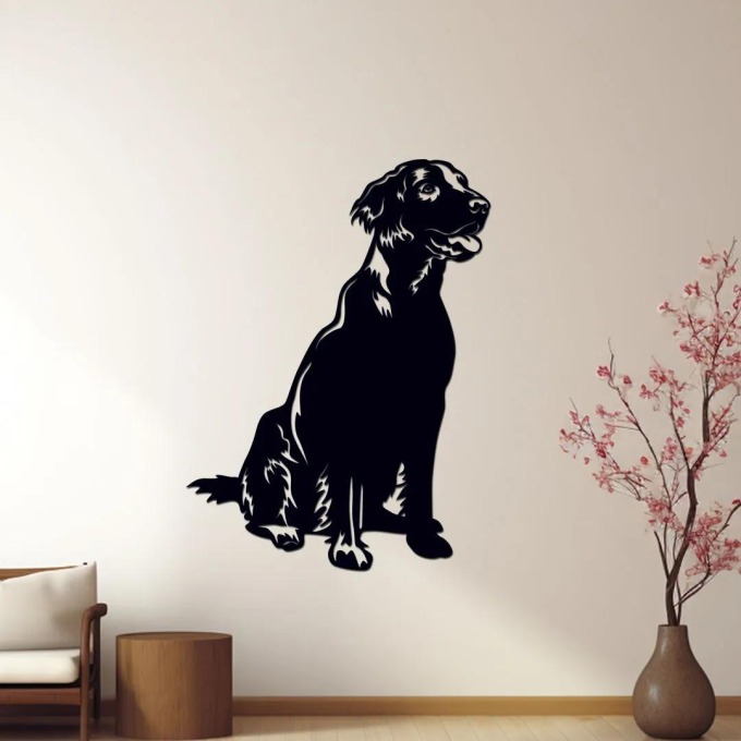 dřevo života Dřevěný obraz psa Flat coated retriever Rozměry (cm): 30x40, Barevný vzor: Černá