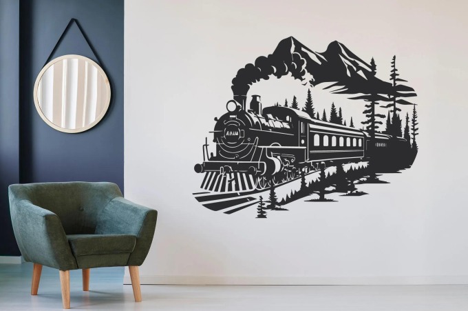 Lepy.cz Samolepka na zeď Vlak Velikost (šířka x výška): 60x48cm, Barevná varianta: Černá