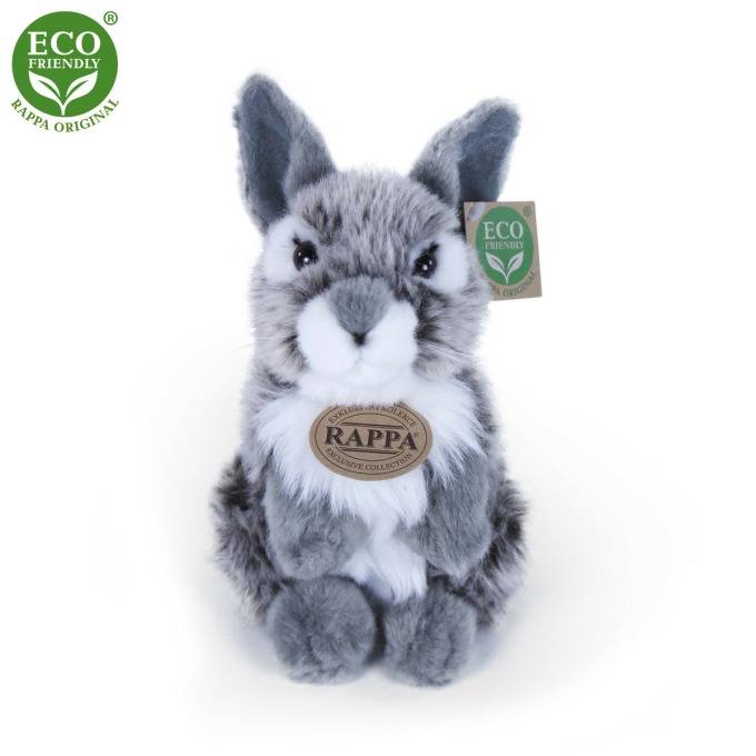 Rappa Plyšový zajíc šedý stojící, 20 cm ECO-FRIENDLY