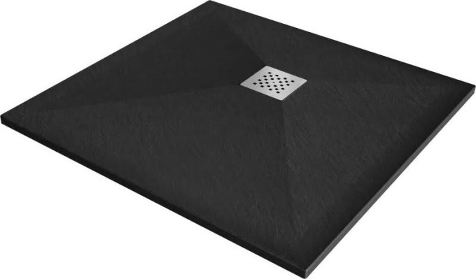 Mexen Stone+ kompozitní čtvercová sprchová vana 80 x 80 cm, Černá - 44708080