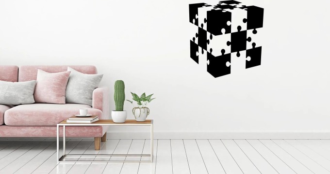 Lepy.cz Samolepka na zeď 3D Kostka Velikost (šířka x výška): 75x78cm, Barevná varianta: Levandulová