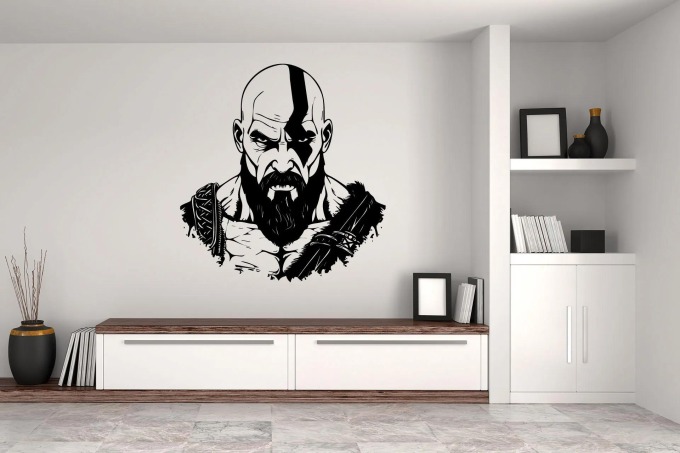 Lepy.cz Samolepka na zeď God of War - Kratos Velikost (šířka x výška): 50x53cm, Barevná varianta: Světle modrá